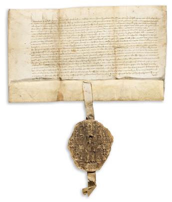 Henry V of England (1386-1422) Unsigned Document with the King's Great Seal.